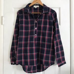 Olive & Oak Plaid Long Sleeve Popover Top